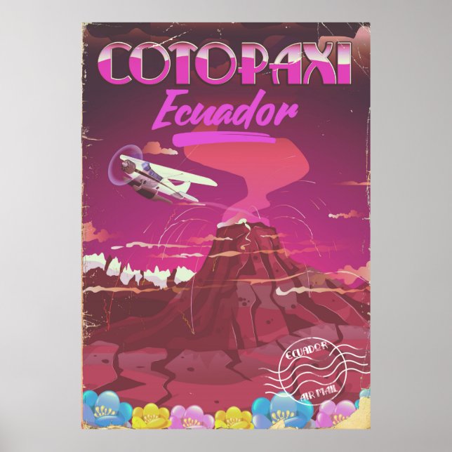 Cotopaxi, Ecuador AIR MAIL resemål Poster (Framsidan)