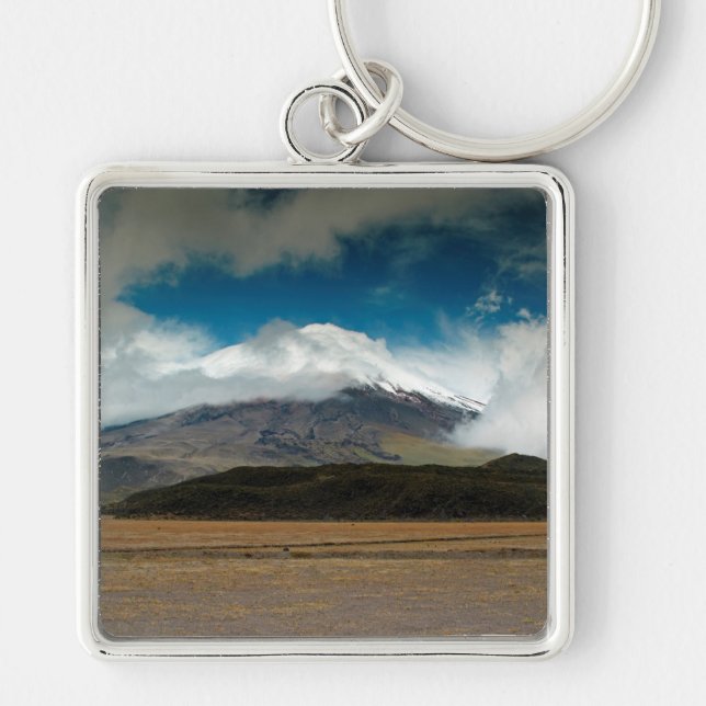 Cotopaxi, Ecuador Fyrkantig Silverfärgad Nyckelring (Framsidan)
