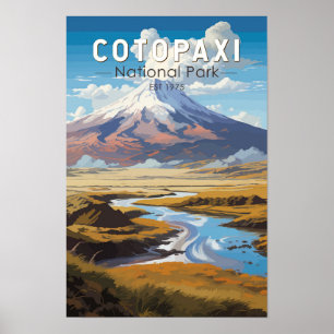 Cotopaxi nationalpark Ecuador Resa Konst Vintage Poster