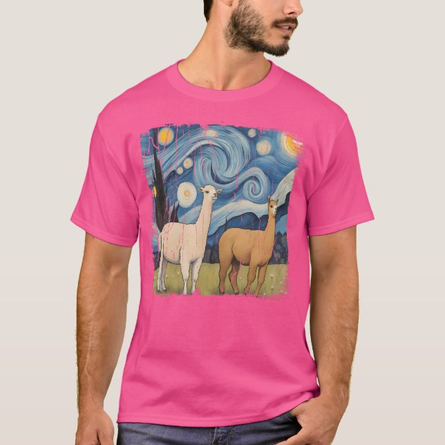 Cotopaxi Starry Night Artwork Llama nationalpark T Shirt (Framsida)