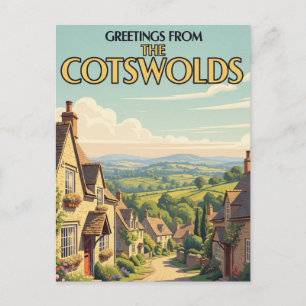 Cotswests Village Vintage resor Poster Vykort