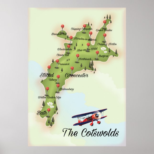 Cotswets Vintage Karta Poster (Framsidan)