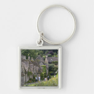 Cotswold stenhus i byn fyrkantig silverfärgad nyckelring