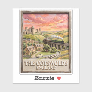 Cotswolds Ångtåg Slott Landsbygd England Klistermärken