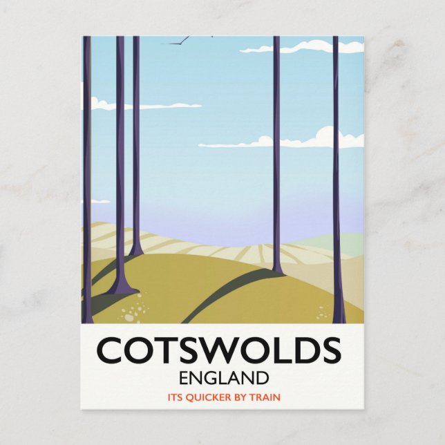 Cotswolds landskapsjärnvägsresor affisch vykort (Framsida)