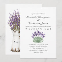 Cottage Chic Lavendel Bröllopsinbjudan