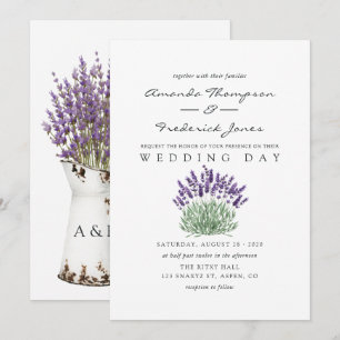 Cottage Chic Lavendel Bröllopsinbjudan Inbjudningar