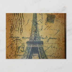 Cottage Chic Scripts Vintage Paris Eiffel Torn Vykort