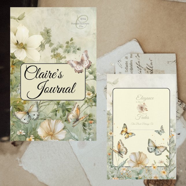 Cottage Chic Wildblommor Binder Namnplåtssida (Cottage Chic Wildflowers Binder Nameplate Page Front and Back)