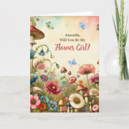 Cottage Core Vintage Vill du vara min blomsterflic Kort