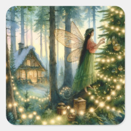 Cottage Core Whimsical jul Fyrkantigt Klistermärke