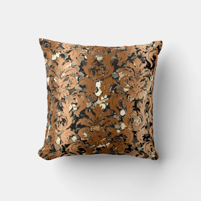 Cottage Damask Royal Sepia Guld Black honey Kudde (Framsida)
