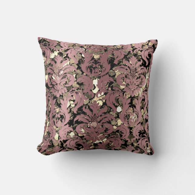 Cottage Damask Royal Sepia Guld Black Mauve Kudde (Framsida)