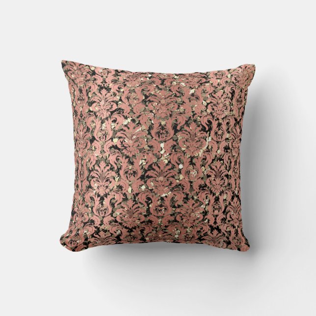 Cottage Damask Royal Sepia Guld Black Ro Guld Kudde (Framsida)