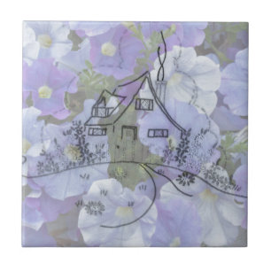 Cottage Embroidery & Petunias Kakelplatta