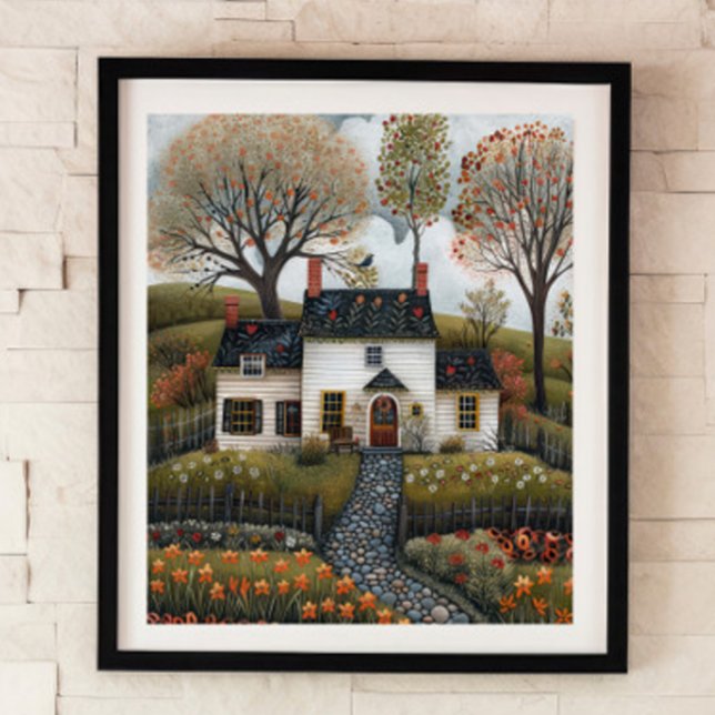 Cottage FolkArt-Oljemålning Poster (Skapare uppladdad)