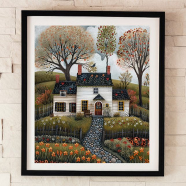 Cottage FolkArt-Oljemålning Poster (Skapare uppladdad)