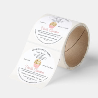 Cottage Food Law label Ingredients Roll Sticker Runt Klistermärke