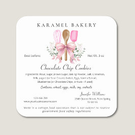 Cottage Food Law Label Utensils Cooking Fyrkantigt Klistermärke