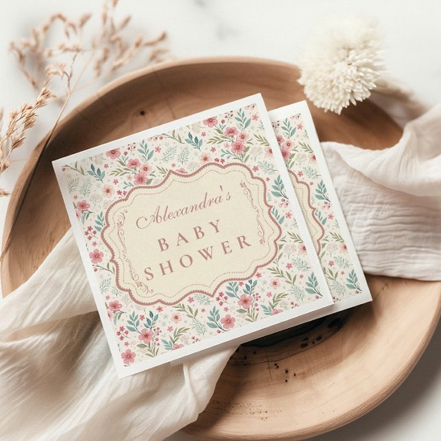 Cottage Garden Antique Baby Shower Pappersservett (Skapare uppladdad)
