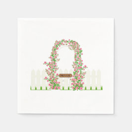 Cottage Garden Floral Arch & White Fence Custom  Pappersservett