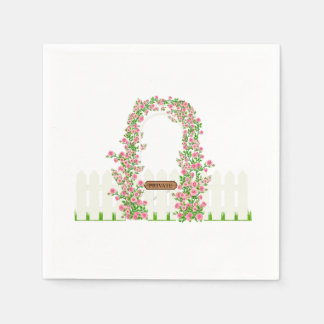 Cottage Garden Floral Arch & White Fence Custom  Pappersservett