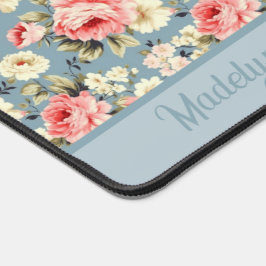 Cottage Garden Flowers Blue Monogram Name