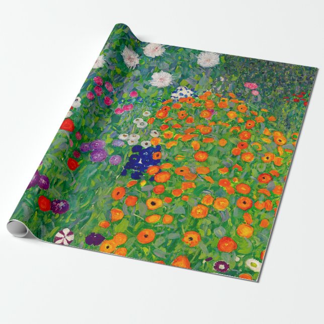 Cottage Garden Gustav Klimt Presentpapper (Utrullad)
