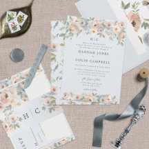 Cottage Garden Pastel Blue Peach Coral