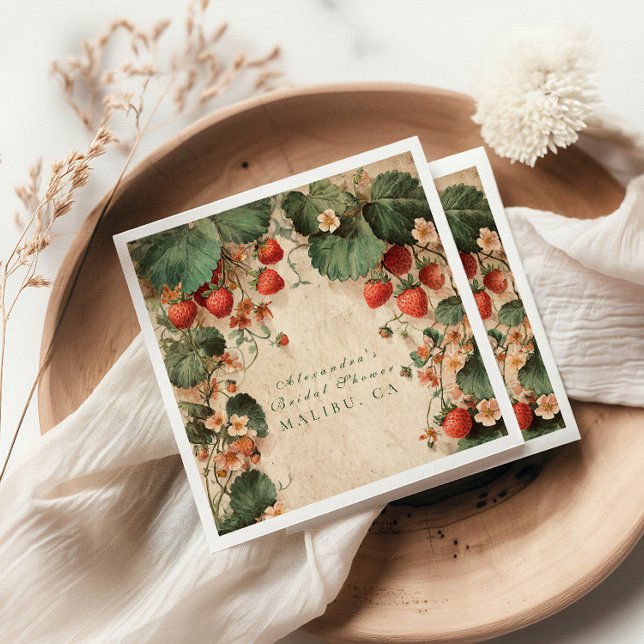 Cottage Garden Strawberry Bridal Shower Pappersservett (Skapare uppladdad)