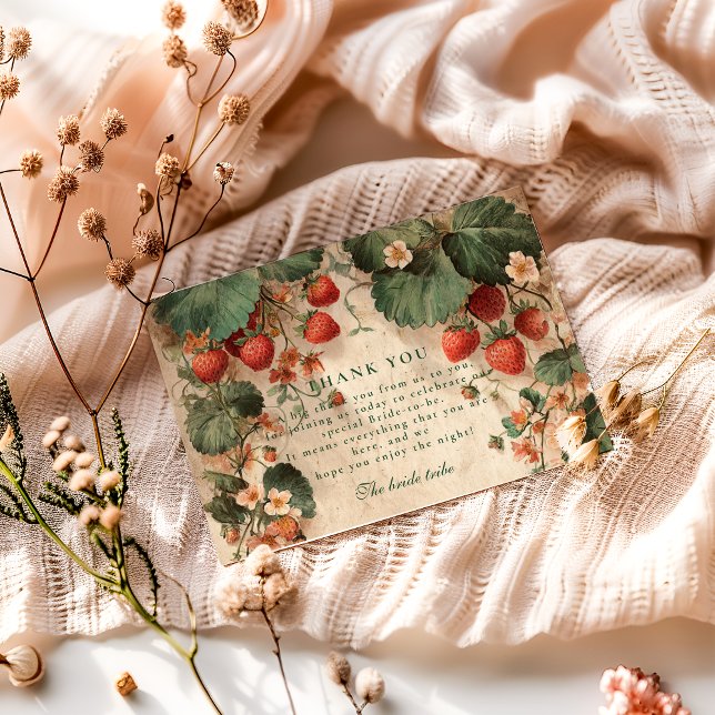 Cottage Garden Strawberry Bridal Shower Tack Kort (Skapare uppladdad)