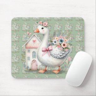 Cottage Goose Blommigt House Scene Musmatta
