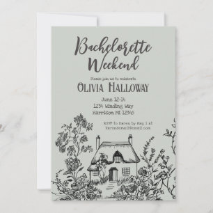 Cottage Helg Bachelorette Party Inbjudningar