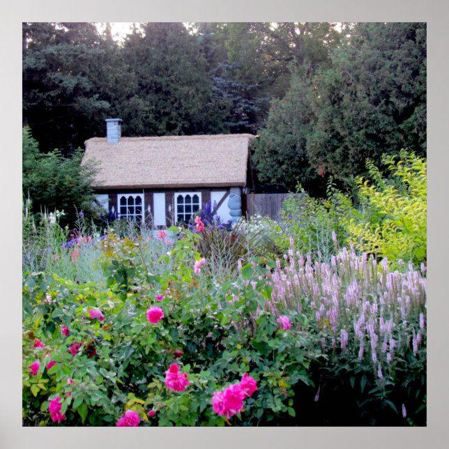 Cottage in English Gardens Poster (Framsidan)