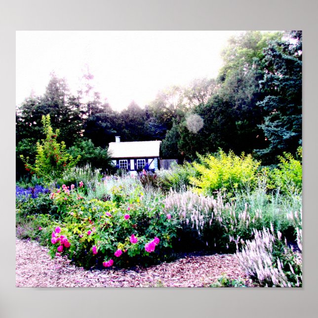 Cottage in English Gardens Poster (Framsidan)