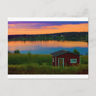Cottage in sunset, Finland Vykort