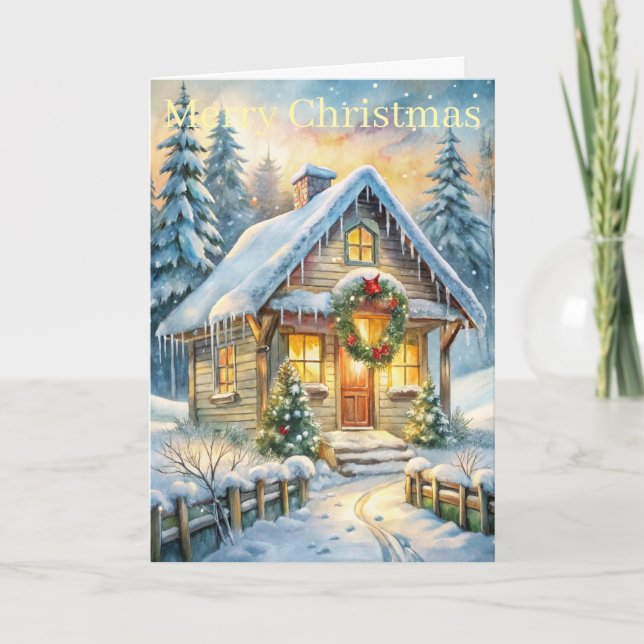 Cottage in woods helgkort (Framsida)