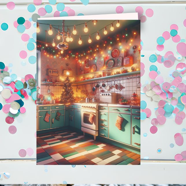 Cottage Kitsch Helgdag Retro Kitchen jul Kort (Skapare uppladdad)