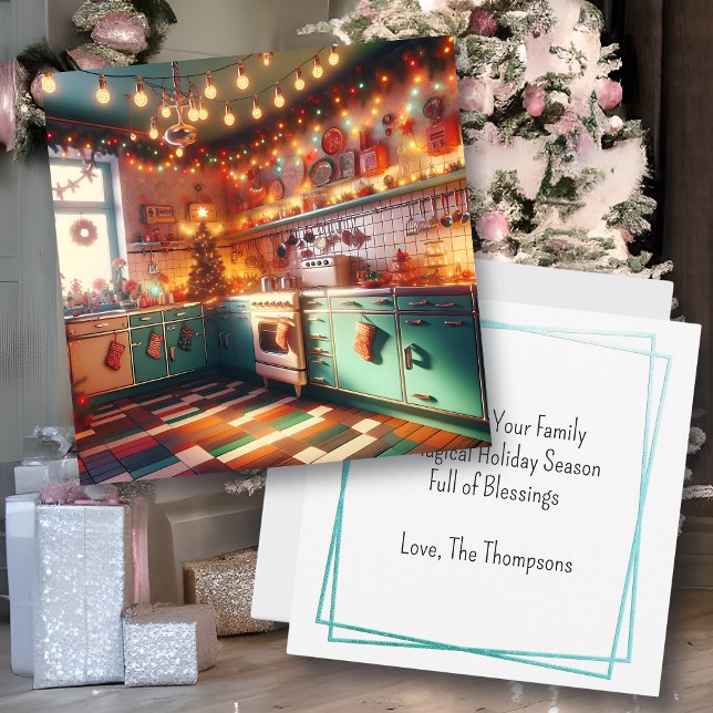 Cottage Kitsch Helgdag Retro Kitchen jul Kort (Skapare uppladdad)