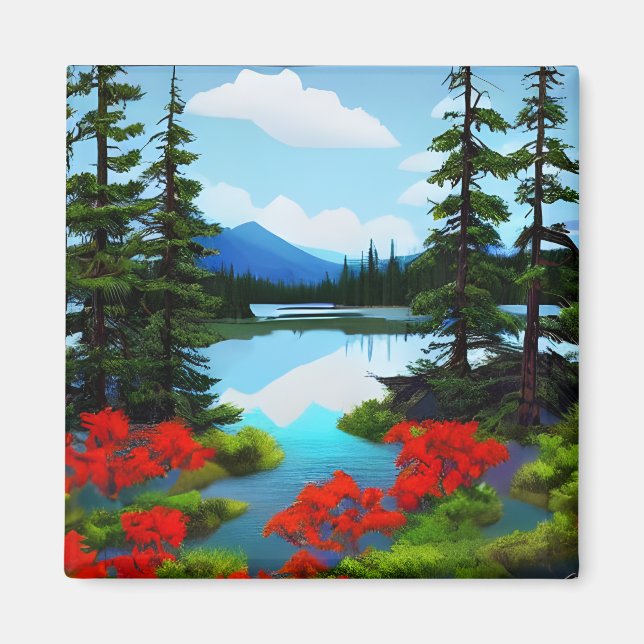 Cottage Land Sjö View Magnet (Framsidan)
