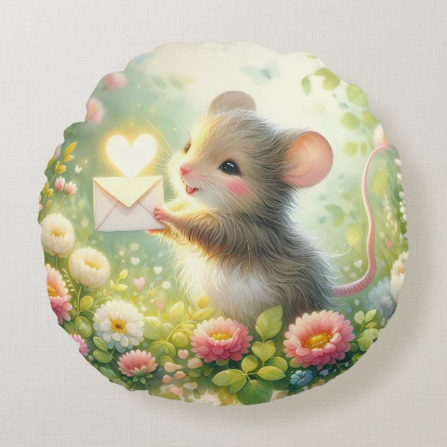 Cottage Mouse Love Letter Meadow Rund Kudde (Framsidan)