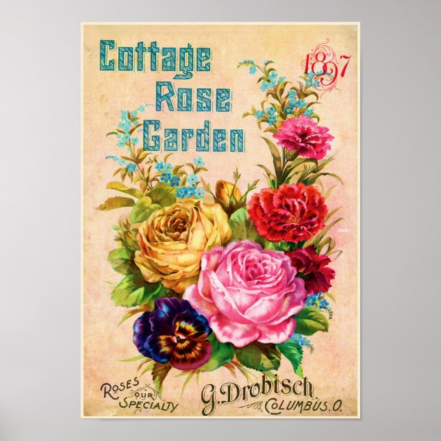 Cottage Ro Garden Vintage Annons Poster (Framsidan)