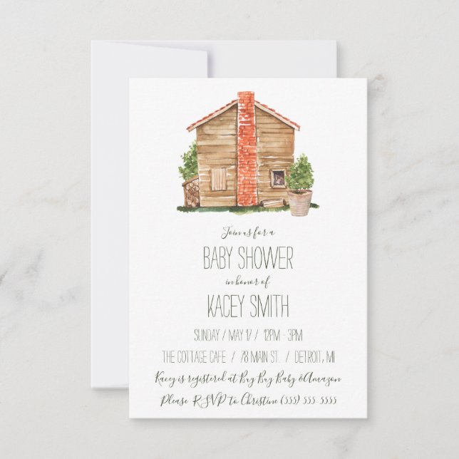 Cottage Shed Garden Baby Shower Inbjudningar (Framsida)
