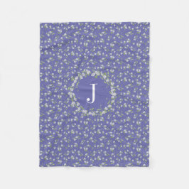 Cottage Stil Periwinkle Blommigt Monogram Fleecefilt