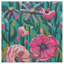 Cottage Summer i Aqua Fabric