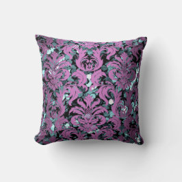 Cottage Teal Aquatic Damask Violet Lila Sequin Kudde