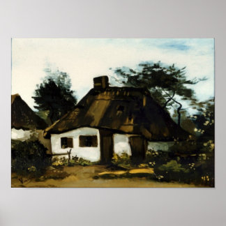 Cottage with Träd Van Gogh Fine Art Poster