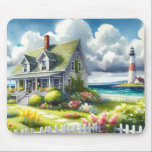 Cottage With View Of The Lighthouse Musmatta<br><div class="desc">A dreamy coastal cottagecore landscape filled with soft watercolor charm and breezy seaside tranquility. A welcoming seaside cottage sits among lush garden paths, blooming flowers, and a bright white picket fence, creating a warm storybook atmosphere. In the distance, a tall lighthouse rises beside sparkling blue ocean waves, adding a classic...</div>