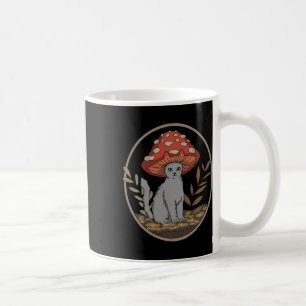 Cottagecore Aesthetic Cat with Mushroom Hat Kaffemugg