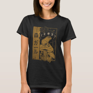Cottagecore Aesthetic Frog Mushroom Måne Soft Grun T Shirt